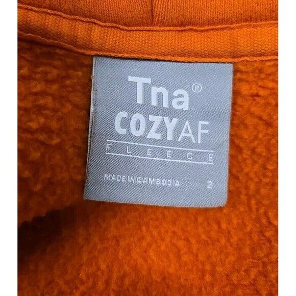 Aritzia Tna COZYAF FLEECE Full-Zip Sweatshirt Hoodie Orange Women’s Size 2 EUC - Picture 6 of 11